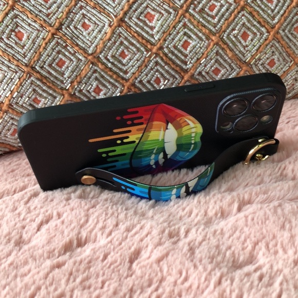 For iPhone 13 pro max phone case with wrist strap kickstand keychain lgbtq - Picture 17 of 17